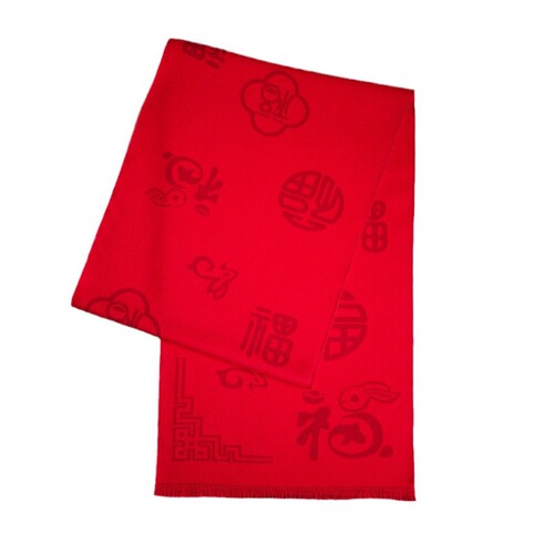 Middle-aged and elderly mothers imitation cashmere red scarf for men and women in winter big red Chinese red zodiac year of the rabbit shawl