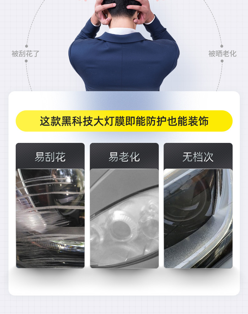 Suitable for Tesla blackened light film Model 3/Y/S/X headlight tail light fog lamp TPU color change film Black Samurai