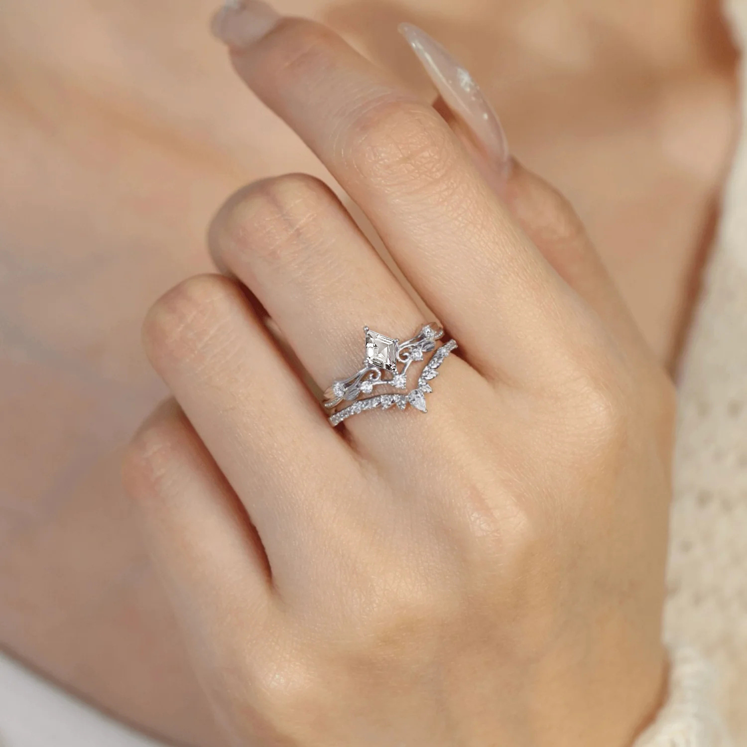 925 Sterling Silver Material Rhombus Pattern 925 Sterling Silver Zircon Rhombus Rings 925 Sterling Silver Rings