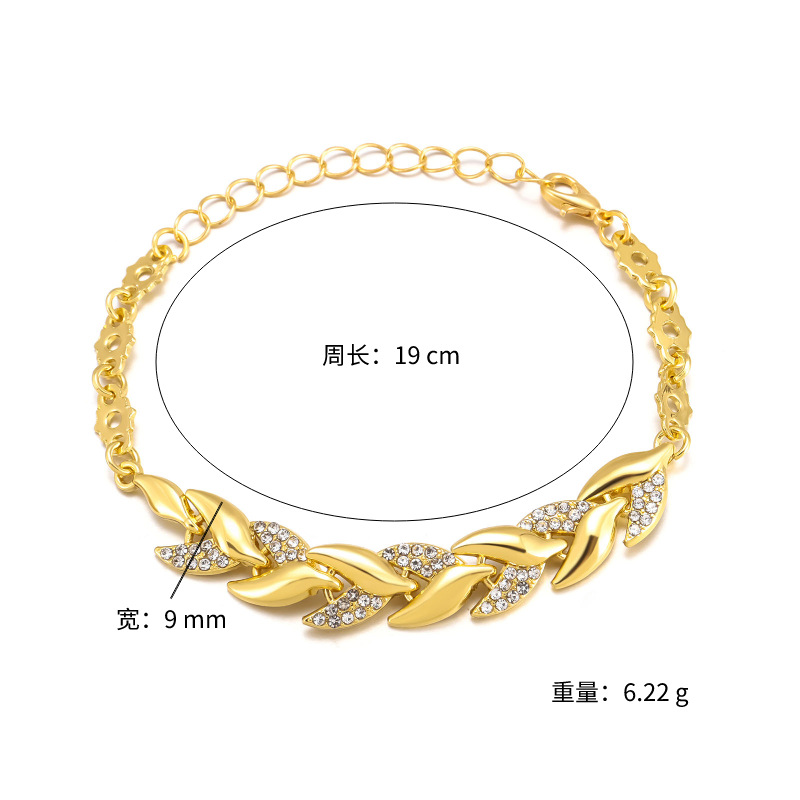 Longrui Joyas transfronterizas Pulsera de hojas doradas de 18 quilates Joyería de boda de moda europea y americana Pulsera de diamantes para mujer al por mayor