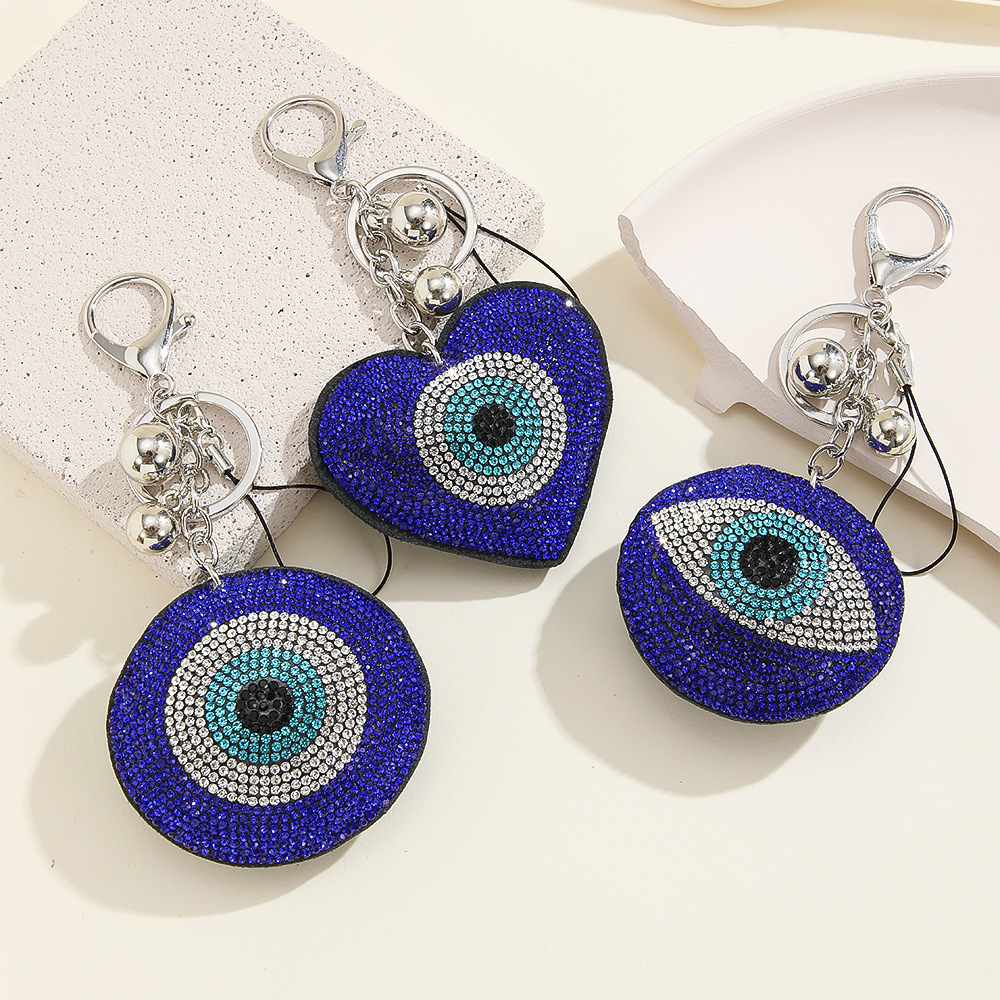 30g Weight Keychain Classification 1 Piece Quantity Holiday, Daily Occasion Rhinestone Material Heart Shape, Eye Pattern Plating Design Basic Style 1 Piece Basic Heart Shape Eye Rhinestone Plating Keychain 1