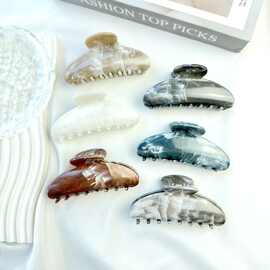 韩式大理石花纹发夹 时尚网红后脑勺盘发鲨鱼夹头饰 跨境百搭新款