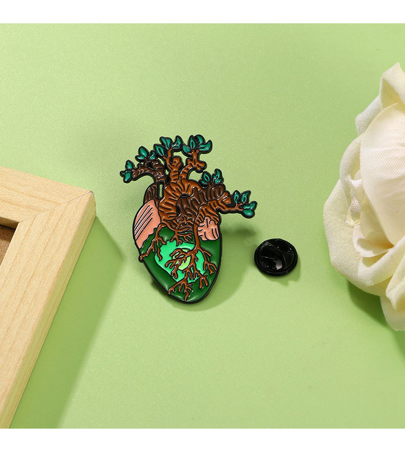 Alloy Material Cute Pin Heart Tree Heart Shape Alloy Enamel Unisex Brooches