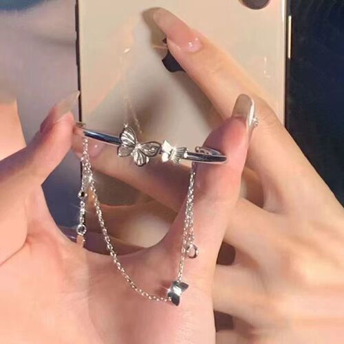 Ins style fairy temperament butterfly bracelet for women new niche design half bracelet half chain tassel bestie bracelet bracelet
