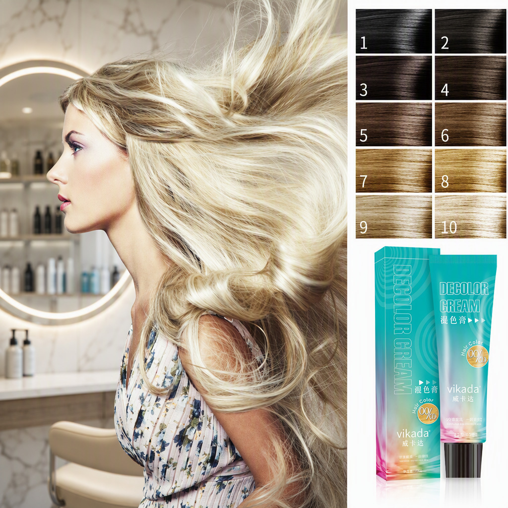 Vikada Color Fading Cream for Home Use, Hair Bleaching Agent, Gentle Lightening and Darkening, Bleaching Cream for Hair Dyeing and Touch-Up