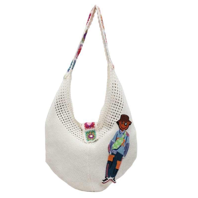 Versión coreana del bolso de nicho 2025 verano nuevo bolso femenino bolso tejido perezoso bolso de hombro casual de gran capacidad