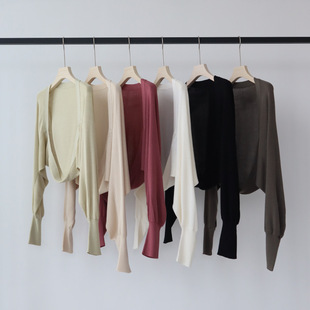 Tencel Lyocell Paired with a Skirt, Knitted Shawl, Batwing Sleeves, Loose Long Sleeves, Spring and Summer Vest, Short Style, Loose Fit