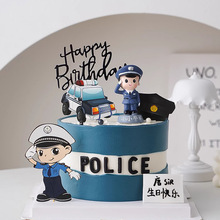 Q版警察盲盒特警女警交警人偶公仔手办蛋糕烘焙装饰品摆件模型