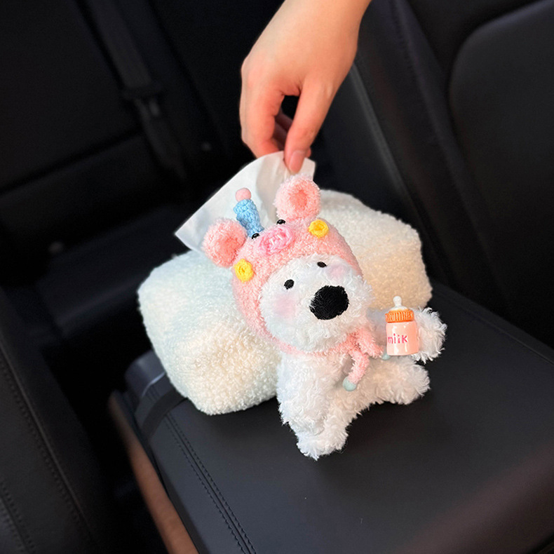 2025 New Model West Highland Car Tissue Box, Car Armrest Box Tissue Holder, In-Car Seat-Style Tissue Bag, Cute for Women