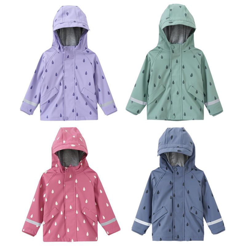 2025 Children's Raincoat Spring and Autumn Pu Top Boys Girls Kindergarten Primary School Students Waterproof Separates Raincoat Jacket