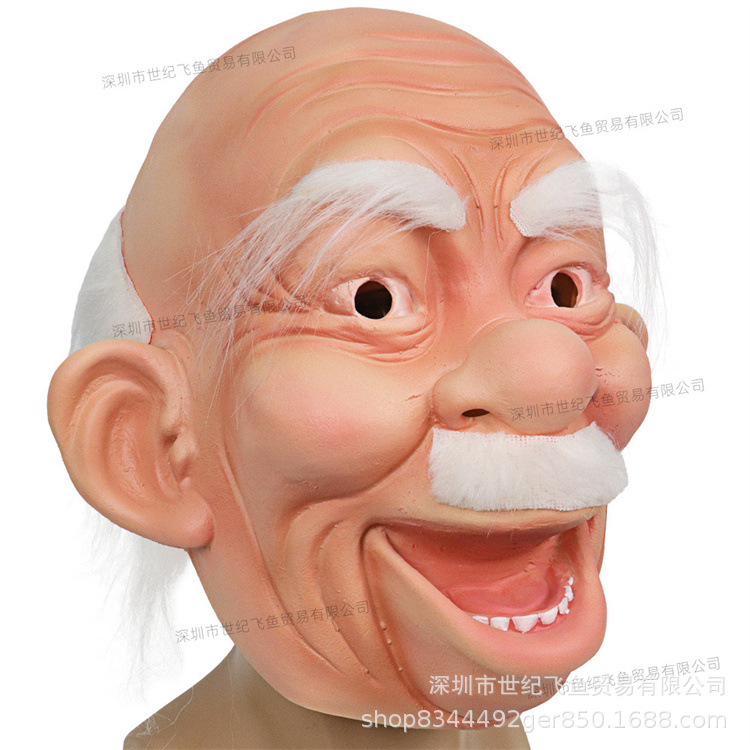 Nueva máscara de Halloween transfronteriza para los ancianos sombrero Mascarada Barba Blanca cara viejo abuelo látex