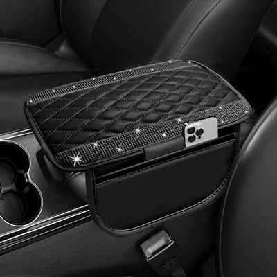 Cross-Border Foreign Trade Car-Mounted Diamond-Encrusted Anti-Slip Car Floor Mats, Universal Carpet Floor Mats, Easy to Clean, All-Season Floor Mats (Universal Foot Pad) - armrest-box-mat-black