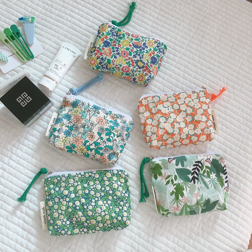 [Suxi cloth bag] Green pure cotton mini coin purse headphone lipstick storage bag aunt towel bag