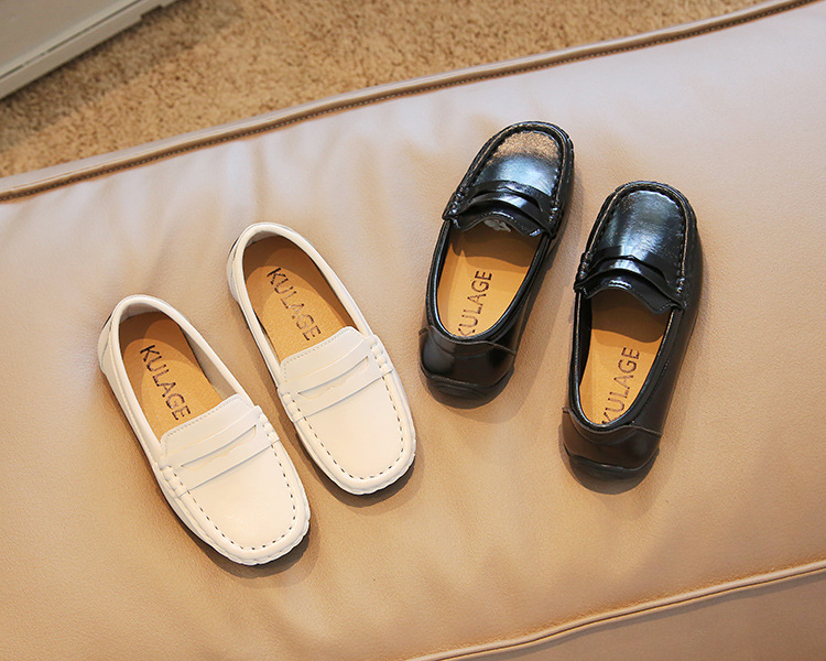 English style bean big children's new spring 2023 boys' small leather shoes, one footed loafers_voghion.com