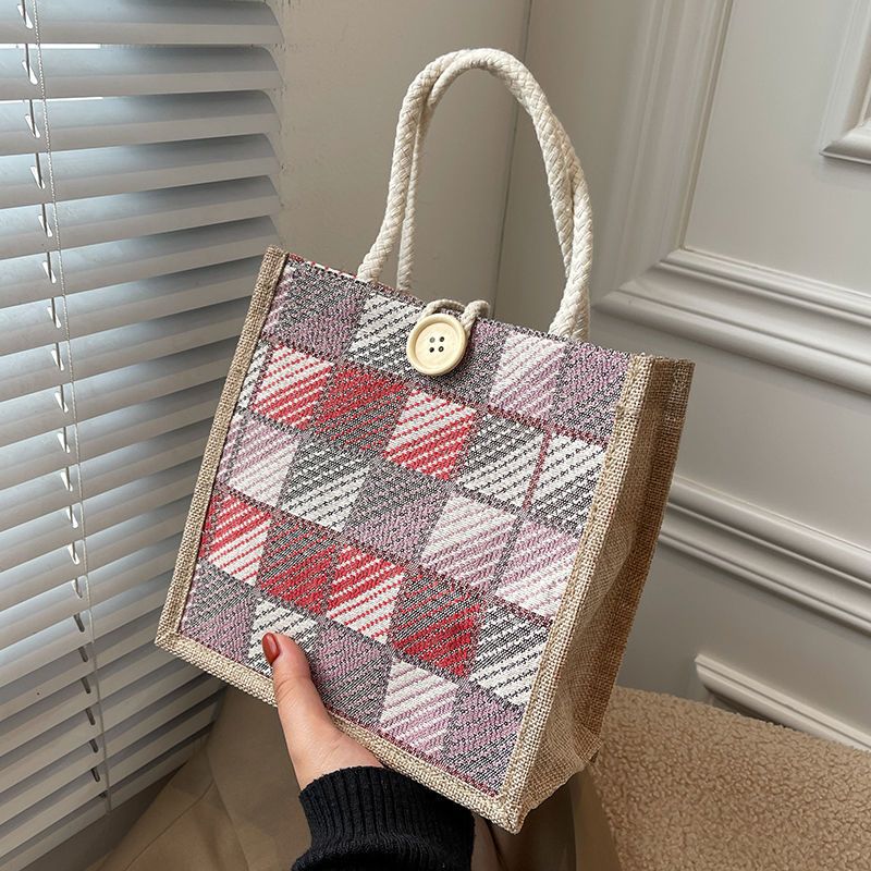 INS 인터넷 연예인 리넨 핸드백 2022 새로운 손을 들고 점심 가방 여성 INS 학생 올 매치 스토리지 선물 DI XUAN