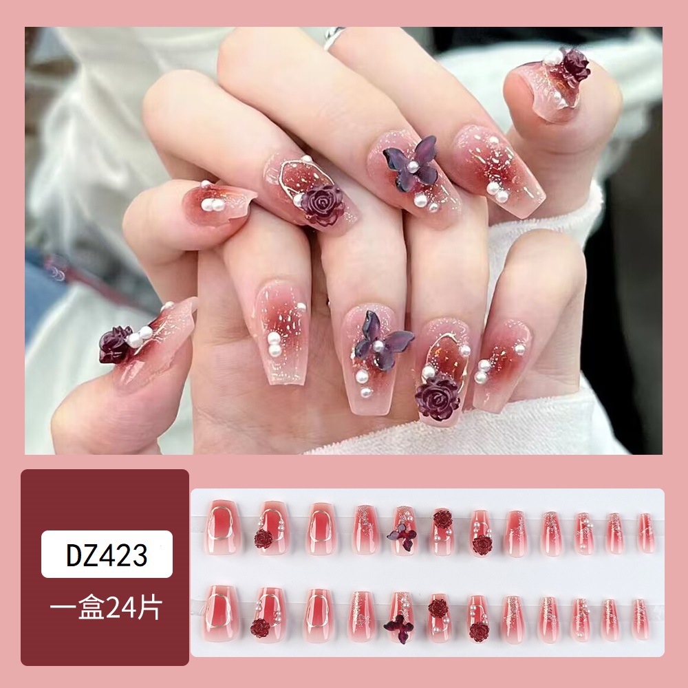 Tiktok mejor vendido diamante pieza de uñas arte de uñas parche de uñas falso avanzado desgaste hecho a mano de uñas producto terminado largo al por mayor