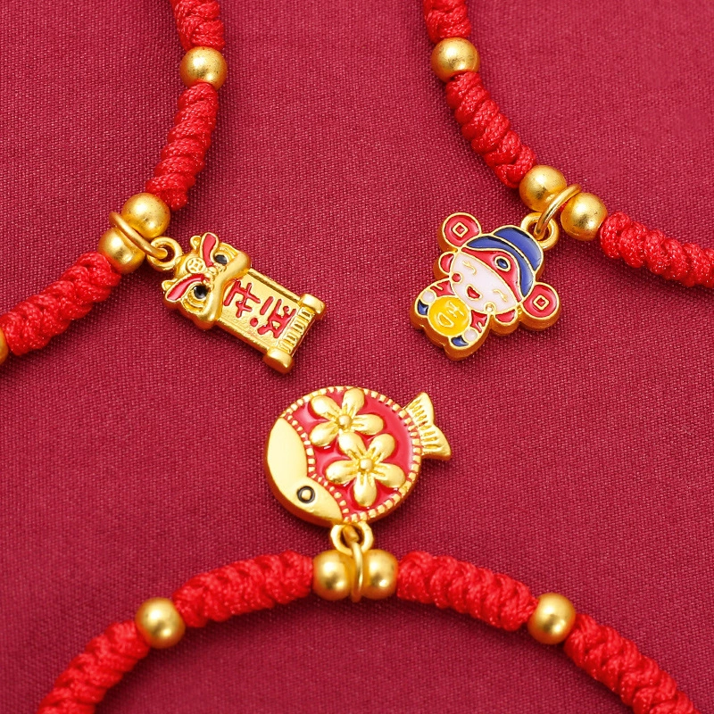 Birthday charm, woven children's red rope bracelet handmade, Birthday gift