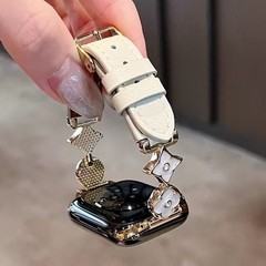 适用苹果S10iWatch3456表带千金感鎏金轻奢潮流AppleWatch789腕带