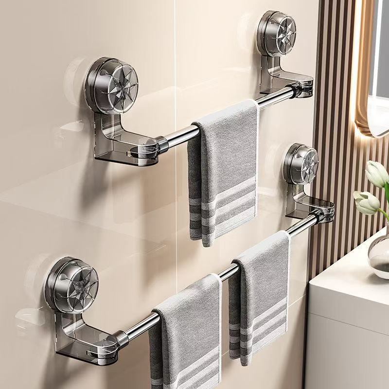 Retractable and Adjustable Suction Cup Towel Rack, No-Drill Wall-Mounted Towel Bar for Bathroom, Strong Load-Bearing Hanger Retractable and Adjustable Suction Cup Towel Rack, No-Drill Wall-Mounted Towel Bar for Bathroom, Strong Load-Bearing Hanger