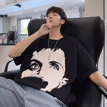 2021年夏季新款情侣装港风T恤潮牌ins宽松短袖复古男女款圆领