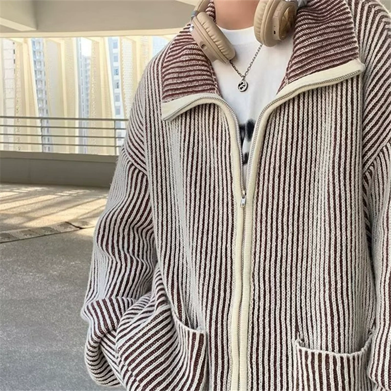 Яма Контажный трикотажный кардиган свитер мужской толстый размер свободный прилив