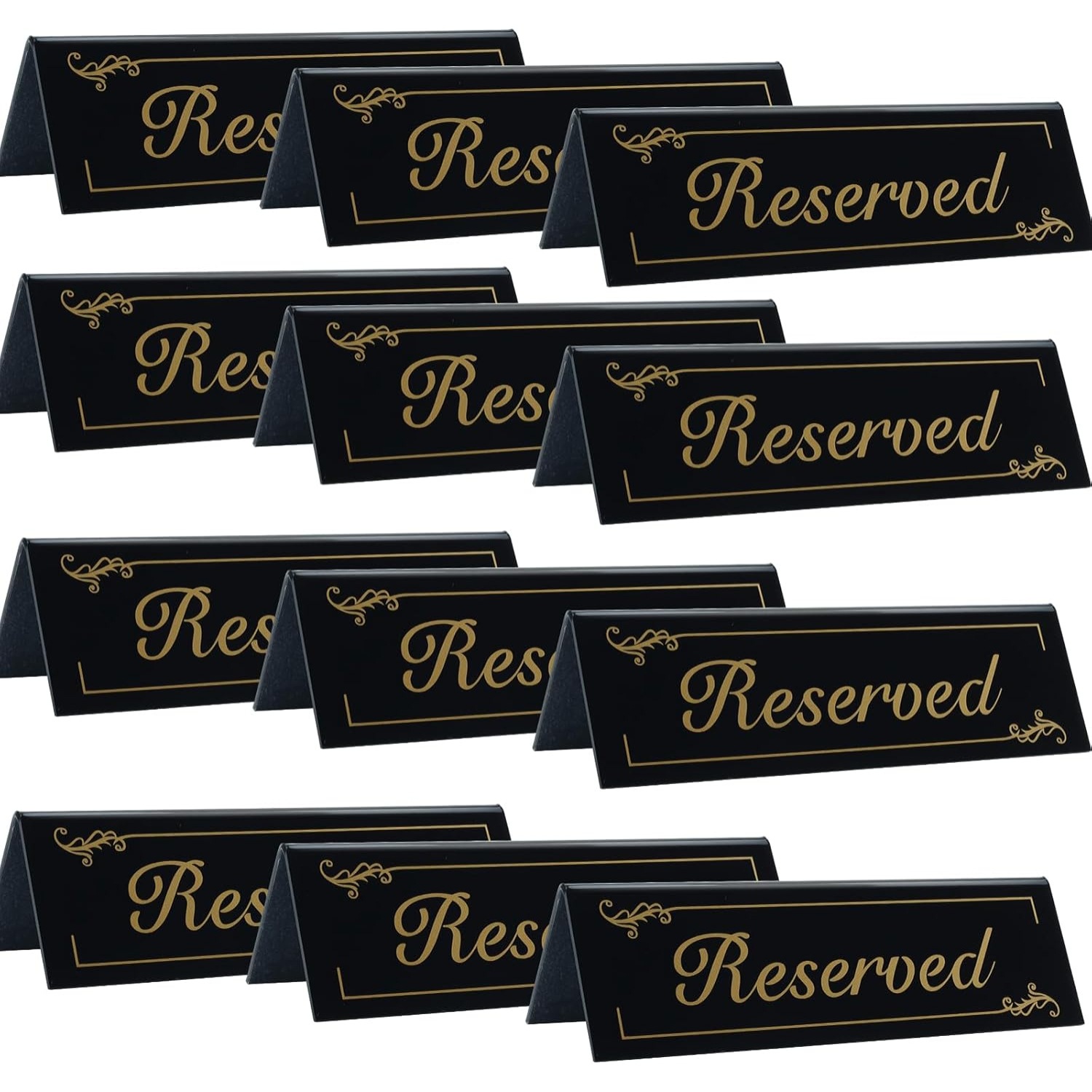 跨境热销黑色亚克力预留桌牌 双面预留座位标牌婚礼餐桌预留标牌