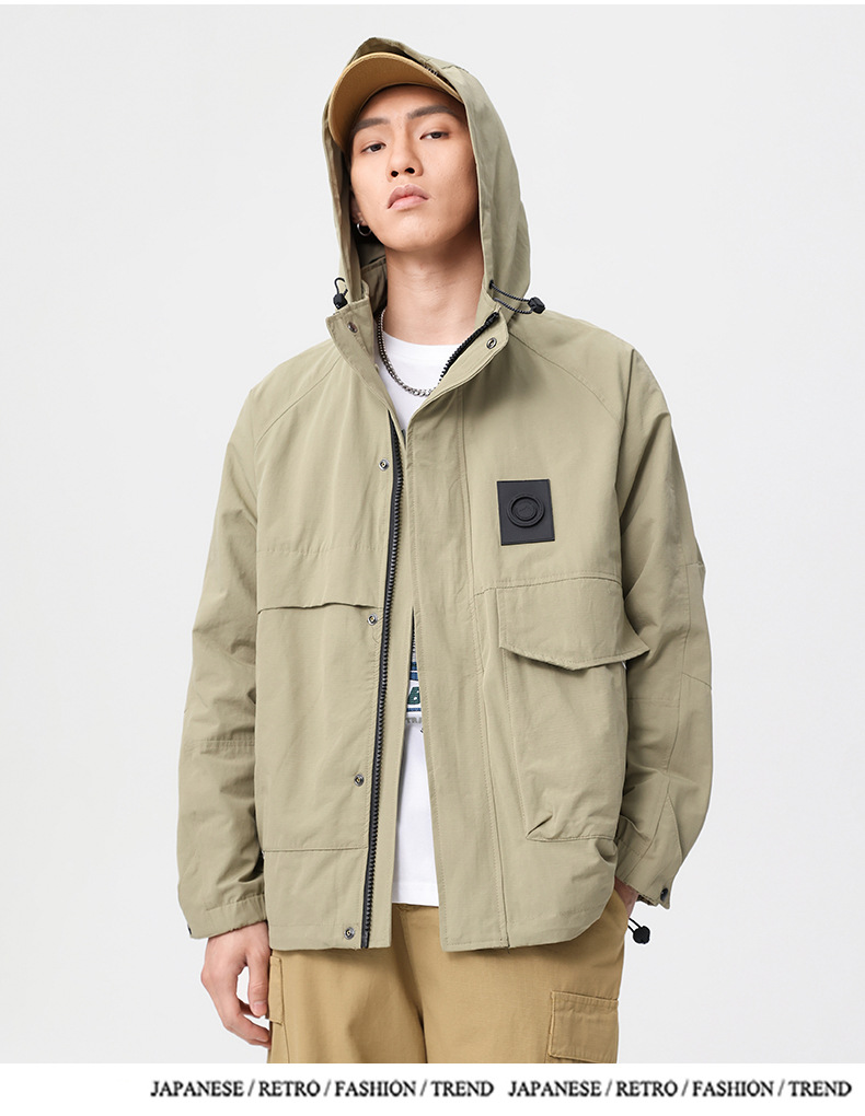 Giacca con cappuccio da uomo stile americano autunno primavera_voghion.com