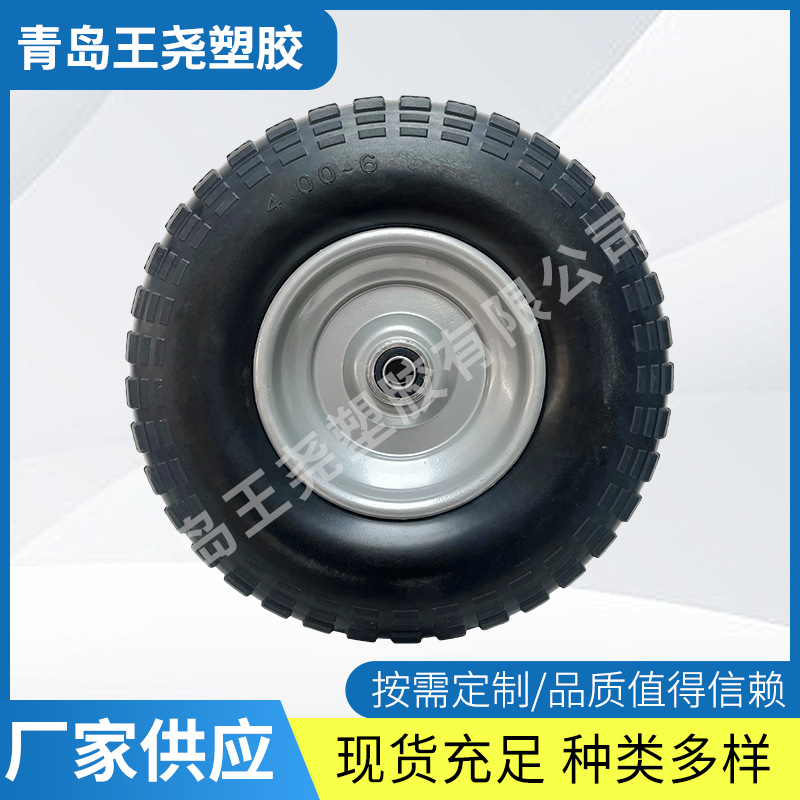 厂家新款工具车轮4.00-6发泡轮耐磨免充气PU发泡轮实心轮现货批发
