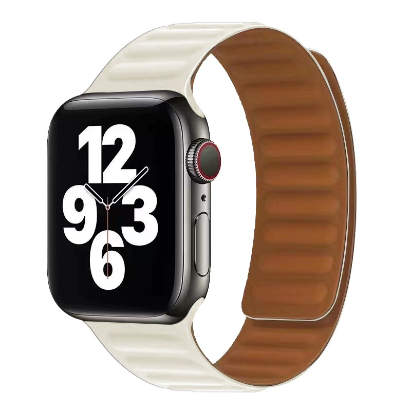 Совместимо с Apple iWatch силиконовое магнитное присасывающее кольцо, ремешок Apple Watch7/6543/SE цепочный