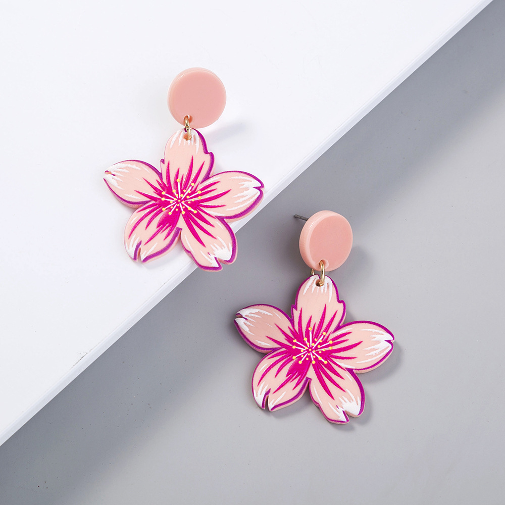 Wholesale New Pink Cherry Blossom Resin Earrings Nihaojewelry display picture 7