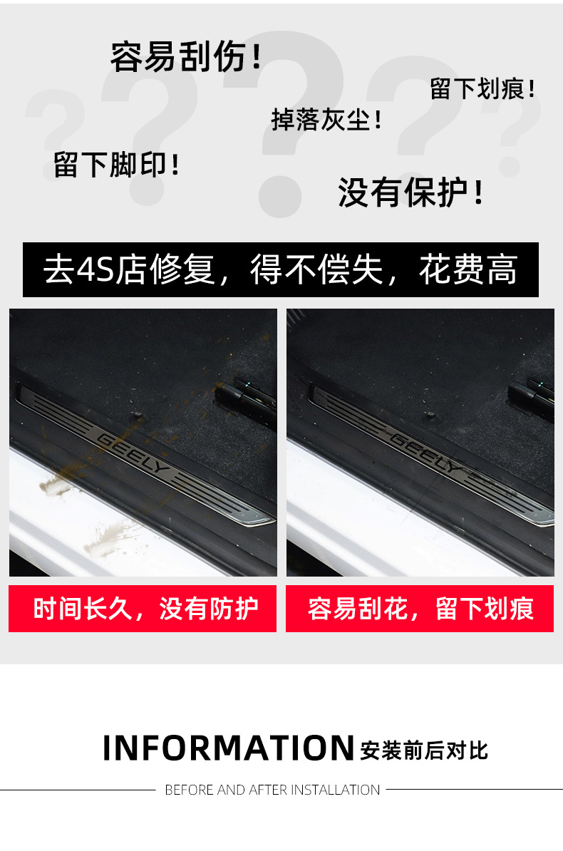TPU Transparent Film for Geely Xingyue, Xingyue L, Xingyue S Door Sill