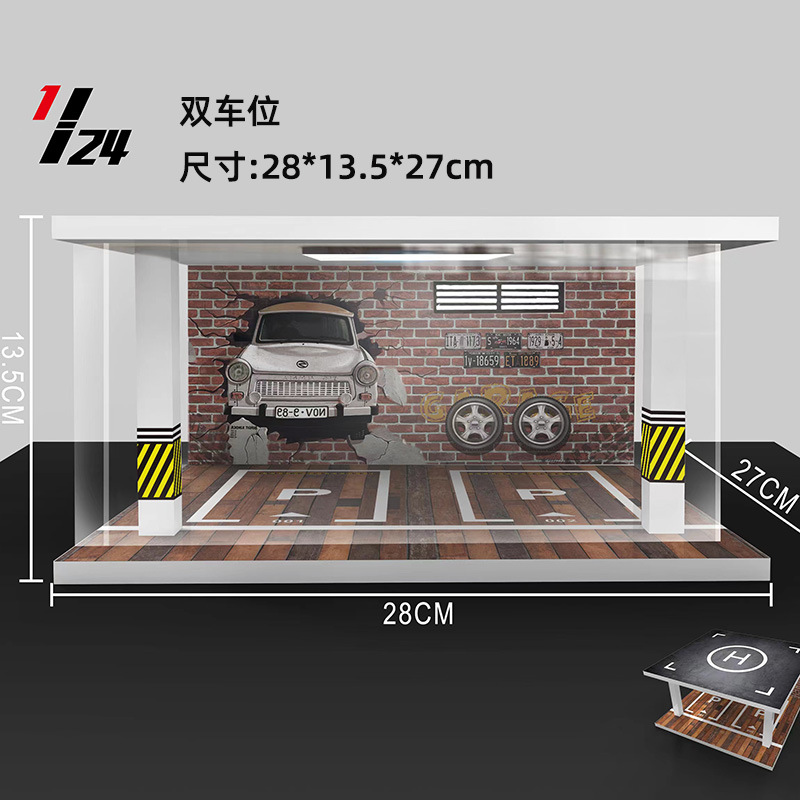 Modelo de mesa de arena de estacionamiento con cubierta de acrílico ligero para disparar modelo de escena de estacionamiento modelo de coche