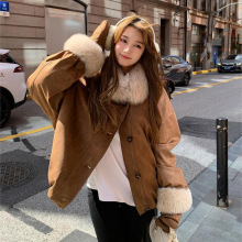 冬日情书狐狸毛皮草鹅绒内胆外套女短款年轻款可拆卸手套2025新款
