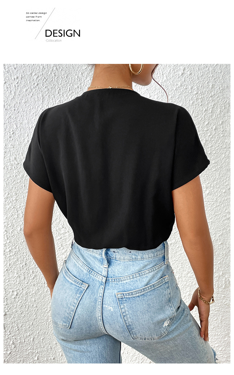 Chillgio Frauen soild lässig elegante Cat suits schicke koreanische Bluse Büro Stram pler Sommer V-Ausschnitt schlanke einteilige Kombination insgesamt – Detail 9