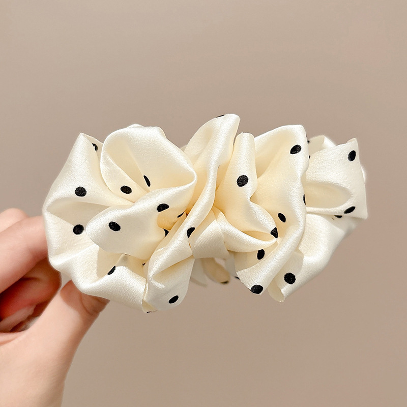 森系波点碎花香蕉夹女后脑勺大号马尾发夹半扎发竖夹发卡头饰头花|undefined
