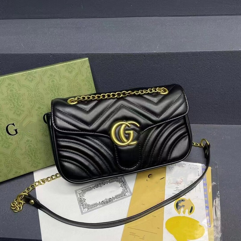 Double g Bag Women's Bag Gucci Classic Small Fragrant Style Quilted Embroidery Thread Chain Bag High-End Fashion Single Shoulder Crossbody Bag