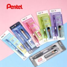 日本Pentel派通透明杆侧按式自动铅笔0.5mm学生用自动笔橡皮铅芯