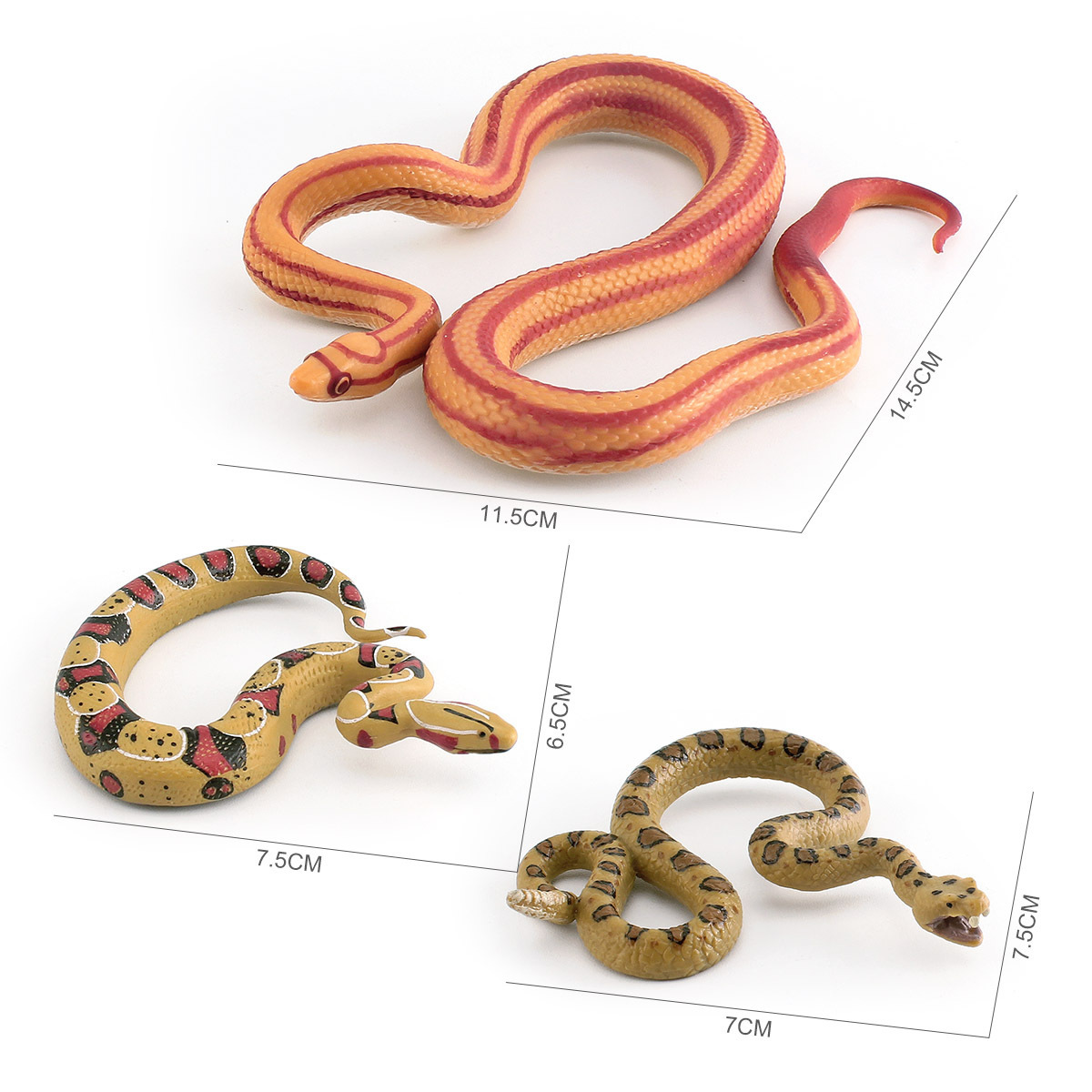 Transfronteriza simulación reptil modelo de serpiente de maíz serpiente de cascabel serpiente de cola roja truco de escritorio juguete de decoración estática