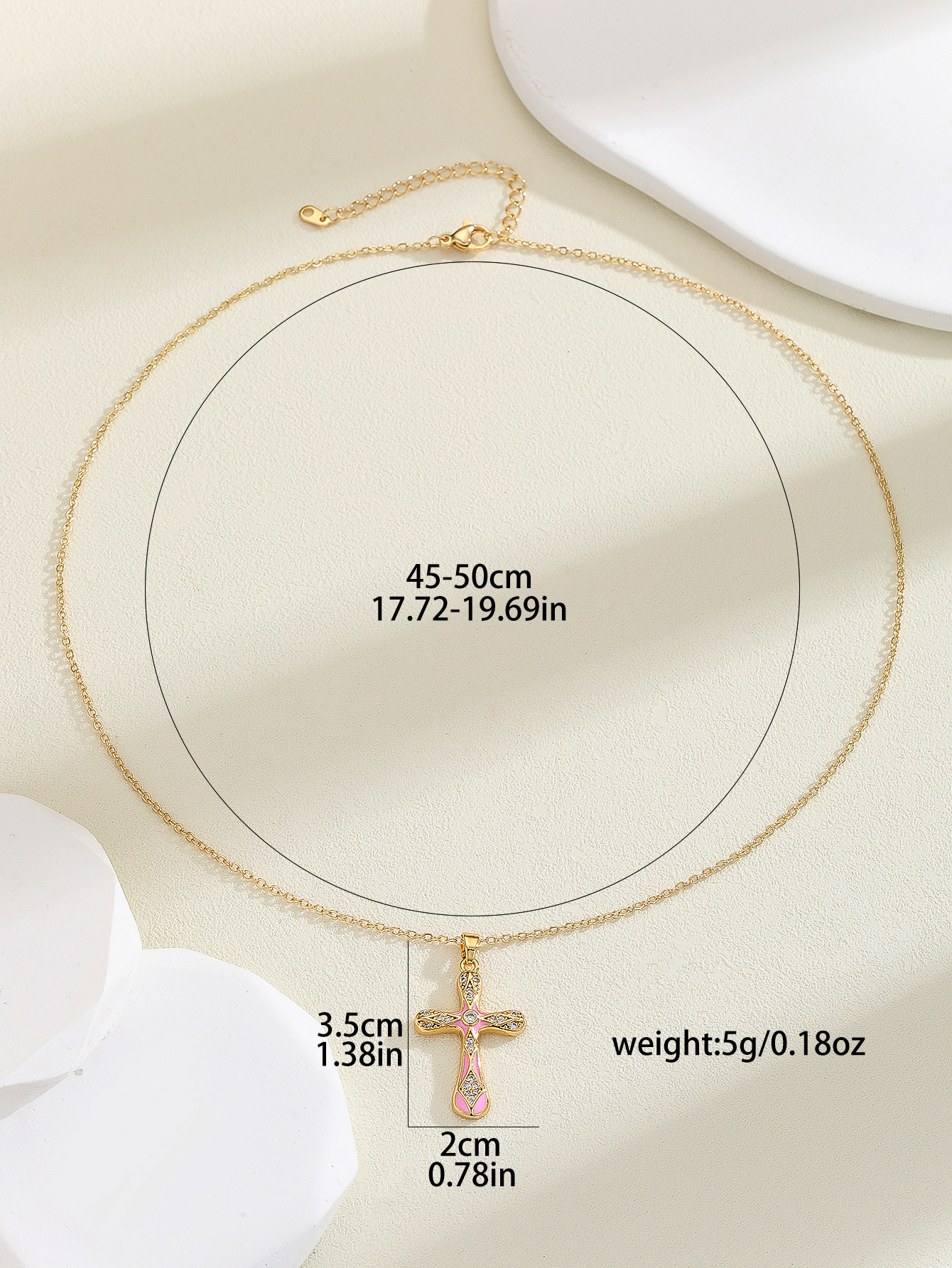 9g Weight Copper Pendant Material Rhinestones Inlay Material Pendant Necklace Classification Copper Chain Material 1 Piece Quantity Holiday, Daily Occasion Copper Material Cross Pattern Women's Gender Inlay Design Simple Style, Classic Style Style Copper Inlay Cross Rhinestones Pendant Necklace 1