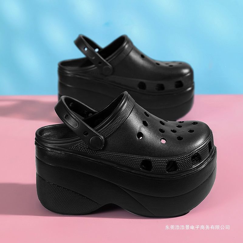 Same Style 10cm Whale-Style Clogs for Women, Height-Increasing Outdoor Dad Shoes, Thick-Soled Beach Shoes