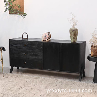Wabi-Sabi Style Solid Wood Entrance Cabinet, Old Wooden Hall Cabinet, Sideboard, B&B Retro Storage Locker, Cupboard