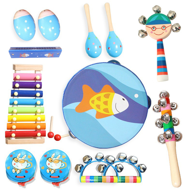 Orff instrumento musical percusión combinación kindergarten estudiantes de escuela primaria educación temprana niños instrumento musical traje iluminación música juguete