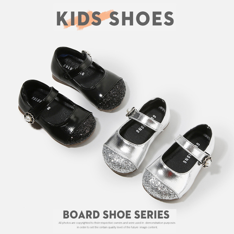 Trendy Little Girl Dance Shoes Fashionable Versatile Girls' Flats Baby Toddler Shoes Small Leather Shoes Girls' Princess Shoes