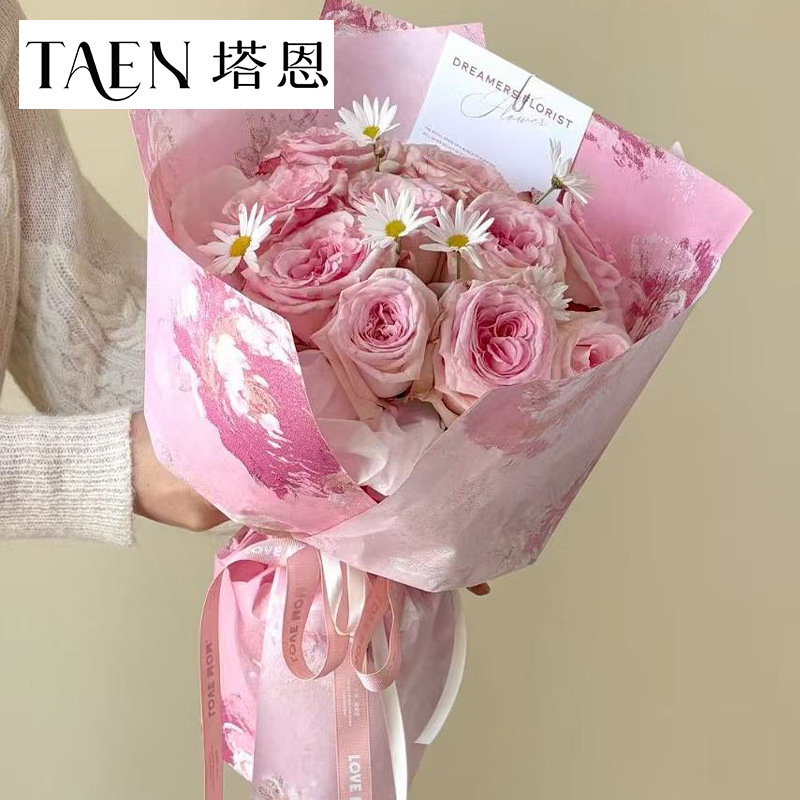 新品 梦境玫瑰花园系列高级浮雕纸 鲜花花束复古包花纸diy包装纸|undefined