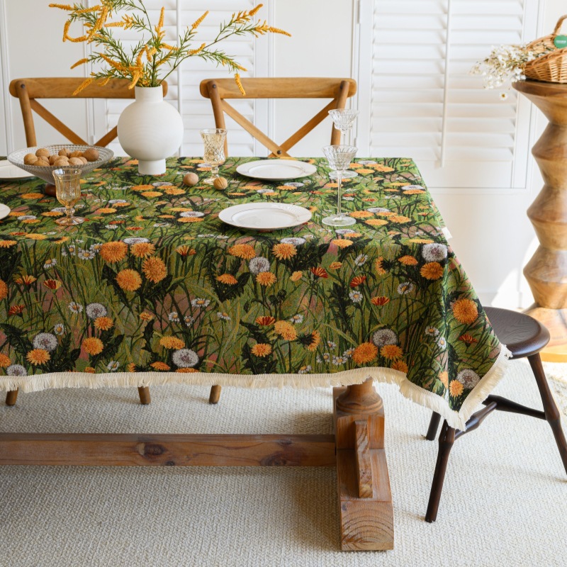 Retro Style New American Style Cotton and Linen Northern European Style Pastoral Style Small Floral Cross-border Tablecloth Dining Table Cloth Tea Table Cloth Tablecloth
