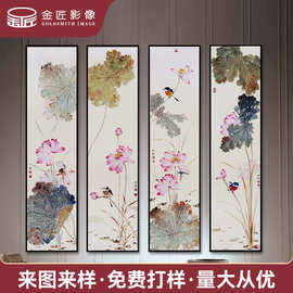 山水自然玄关画茶室书房装饰画现代简约客厅卧室挂画桃花柳树壁画