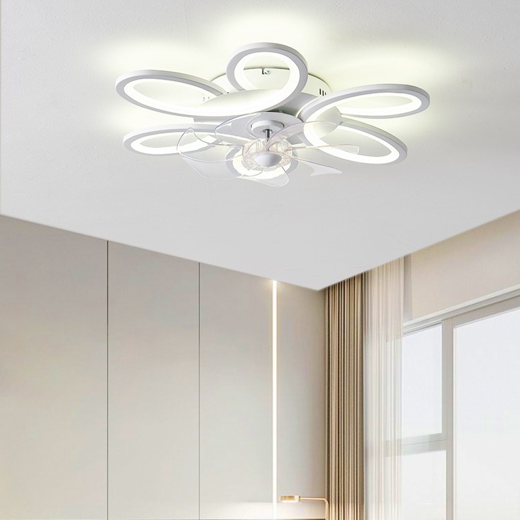 Cross-border ceiling fan light 2024 new modern minimalist fan light dining room bedroom living room ultra-thin ceiling lamp fan