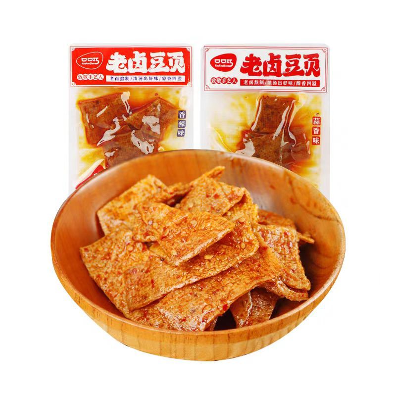 口口巧香辣味/蒜香味老卤豆页 卤味小吃豆腐干 散称5斤装批发