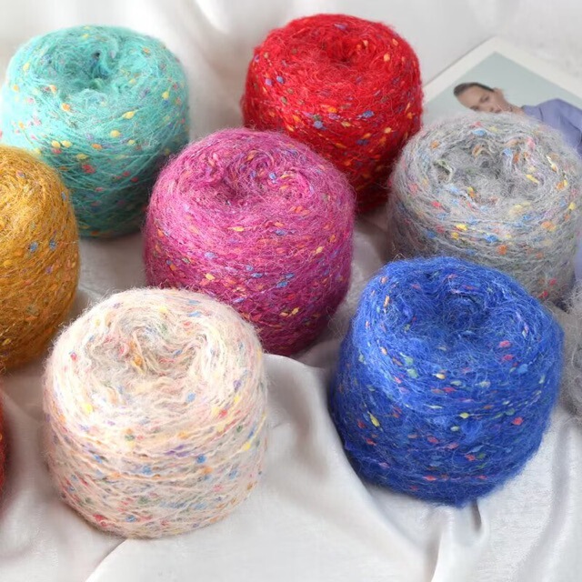 Chrysanthemum Mohair Yarn with Colorful Dots, Vibrant Candy Yarn, Mohair Yarn Skeins, Chunky Yarn for Handmade Crochet Chrysanthemum Mohair Yarn with Colorful Dots, Vibrant Candy Yarn, Mohair Yarn Skeins, Chunky Yarn for Handmade Crochet