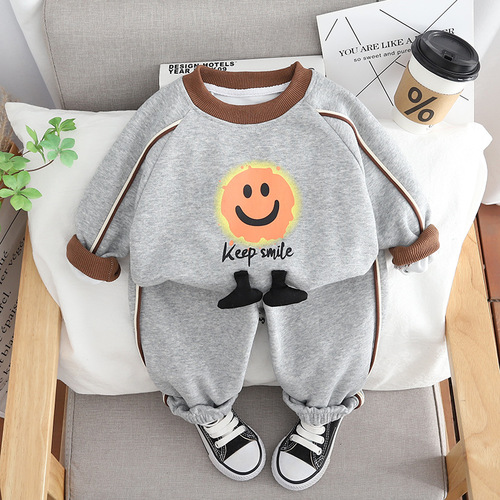 2024 Spring New Boys Cartoon Crew Neck Sweatshirt Long Sleeve Set, Boys' Baby Sports Pants Two-Piece Set for Dropshipping